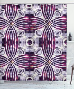 Vintage Geometric Stripe Shower Curtain - Circle Print Design for a Retro-Inspired Bathroom 