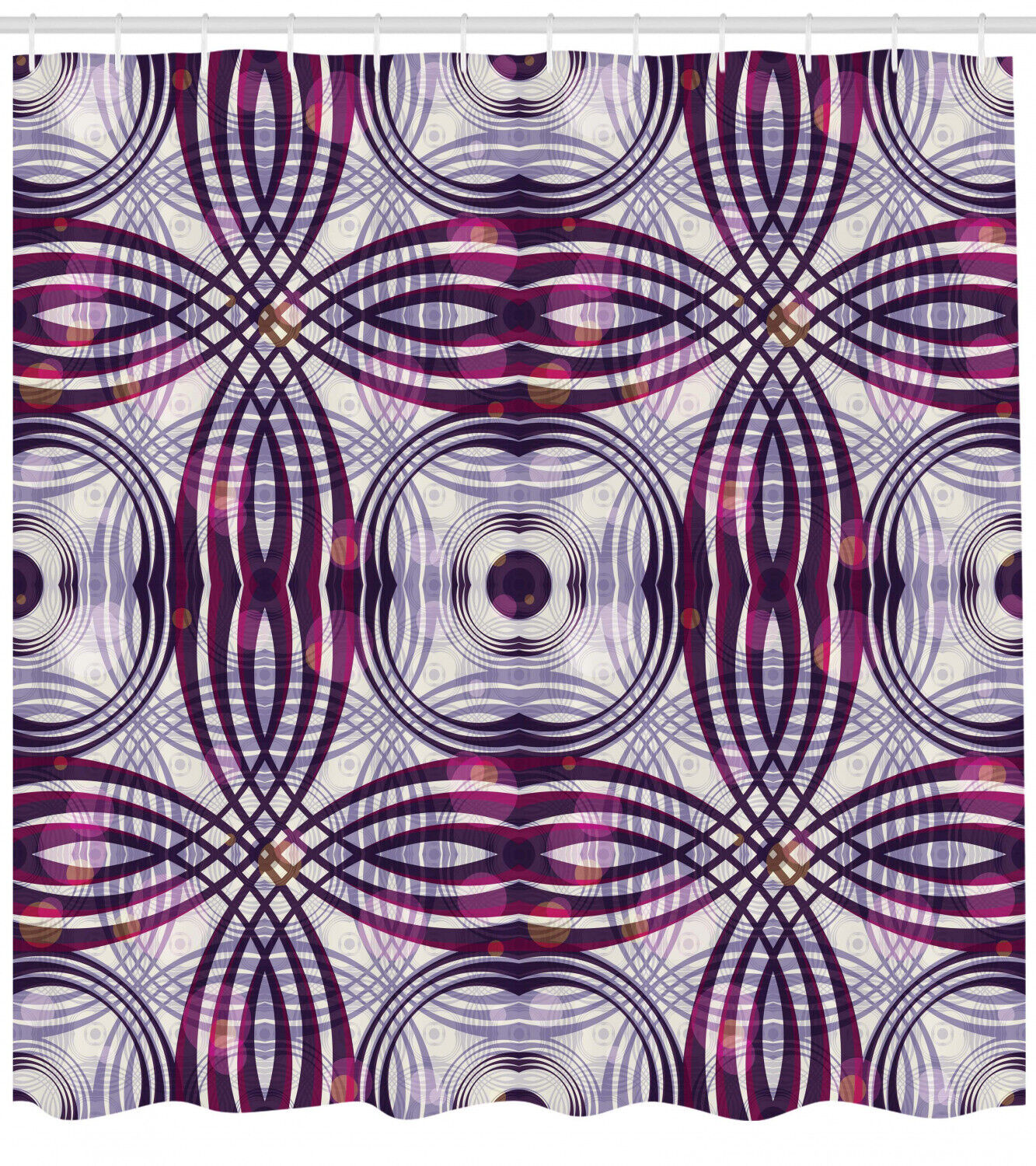 Vintage Geometric Stripe Shower Curtain - Circle Print Design for a Retro-Inspired Bathroom