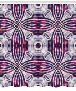 Vintage Geometric Stripe Shower Curtain - Circle Print Design for a Retro-Inspired Bathroom