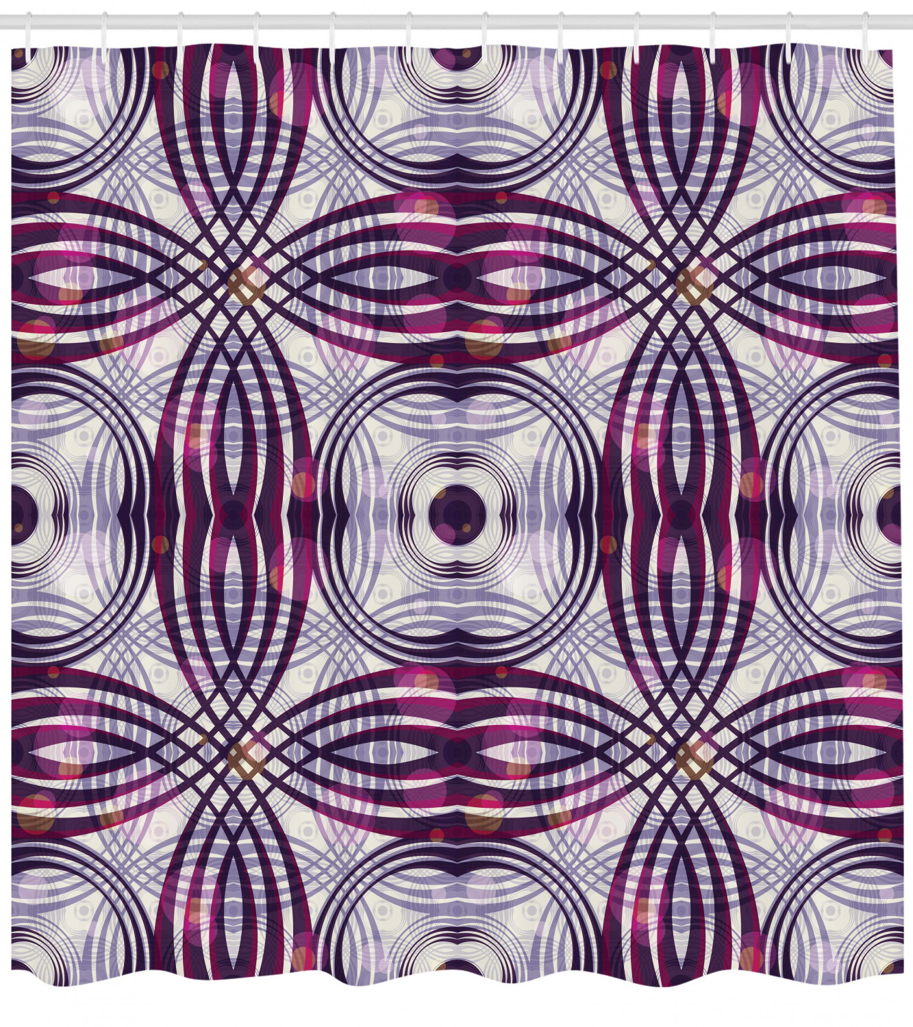 Vintage Geometric Stripe Shower Curtain - Circle Print Design for a Retro-Inspired Bathroom