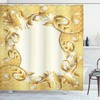 Vintage Golden Floral Shower Curtain - Elegant Ornament Print Design for a Luxurious Bathroom 