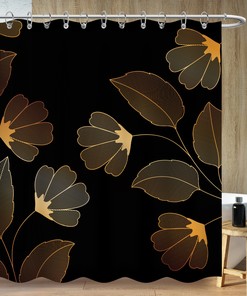 Vintage Golden Leaves Shower Curtain - Medieval Bathroom