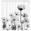 Vintage Gray Watercolor Flowers Black Floral Shower Curtain Fabric For Your Bathroom Decor
