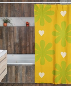 Vintage Green Flower Retro Hippie Style Boho Shower Curtain 