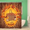 Vintage Harvest Festival Shower Curtain with Mushrooms and Leaves, Rustic Bathroom Decor 