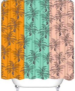 Vintage Hawaii Look Tropical Shower Curtain for Bathroom Showers and Bathtubs