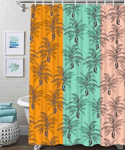 Vintage Hawaii Look Tropical Shower Curtain for Bathroom Showers and Bathtubs