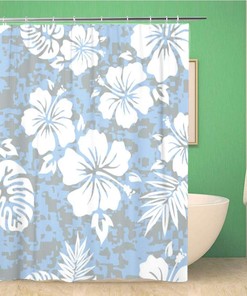 Vintage Hawaiian Aloha Shower Curtain with Polynesian Retro Surf Design - Waterproof Fabric Bathroom Decor 
