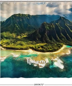 Vintage Hawaiian Shower Curtain with Impressionist City Print