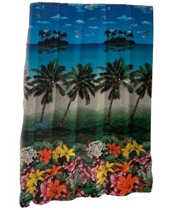 Vintage Hawaiian Tropical Shower Curtain - Ocean Palm Beach Design for Your Bathroom 