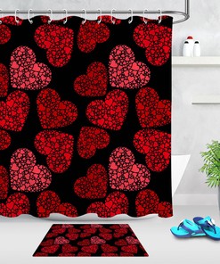 Vintage Hearts Print Shower Curtain