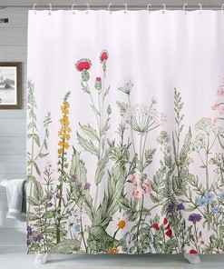Vintage Herbs Flowers And Leaf Botanical Shower Curtain For A Natural Look
