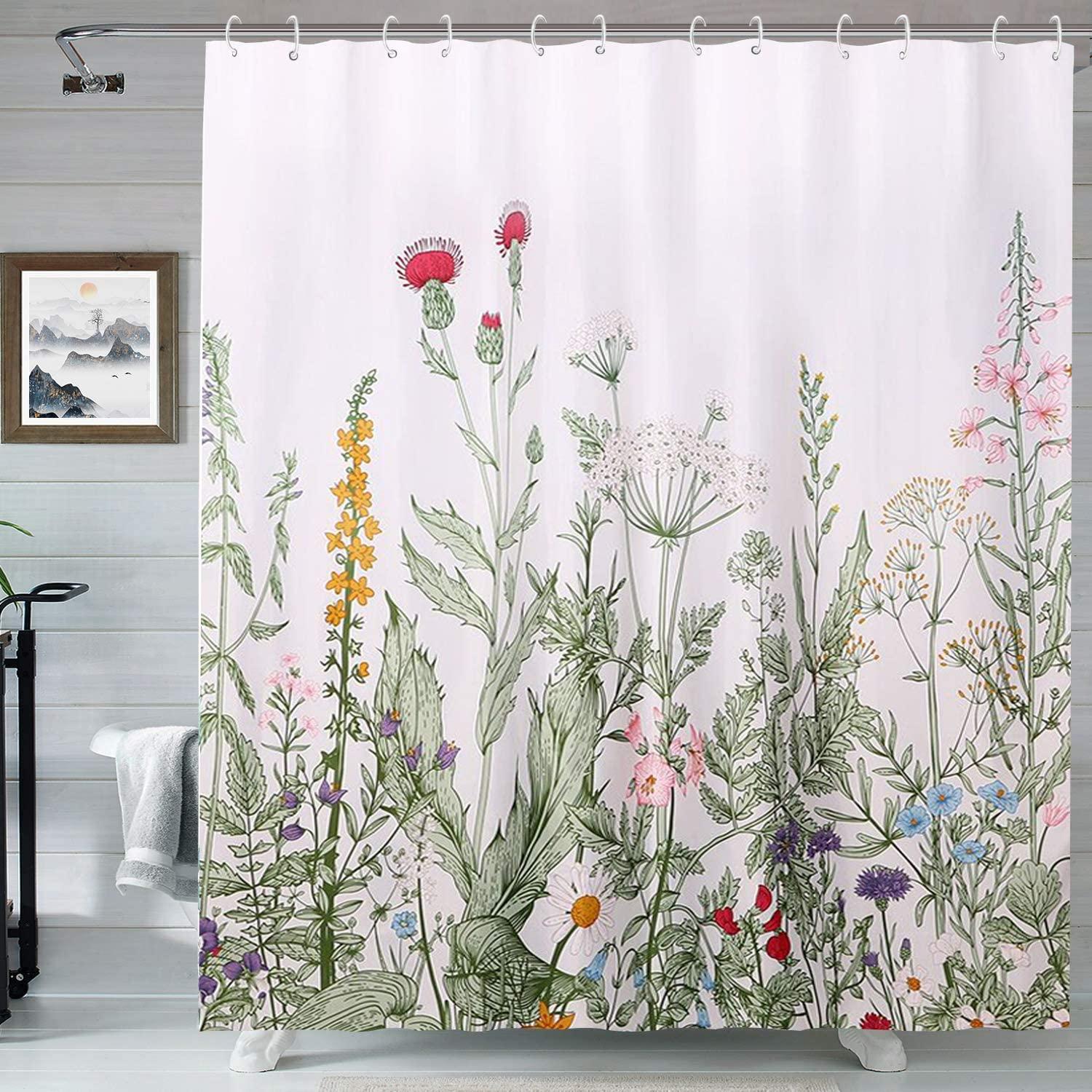 Vintage Herbs Flowers And Leaf Botanical Shower Curtain For A Natural Look
