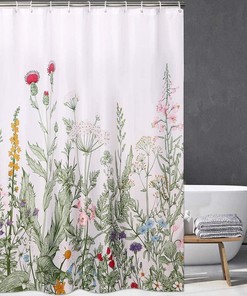 Vintage Herbs Flowers And Leaf Botanical Shower Curtain For A Natural Look