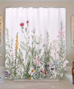 Vintage Herbs Flowers And Leaf Botanical Shower Curtain For A Natural Look