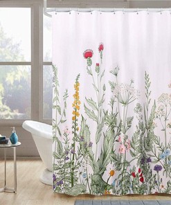 Vintage Herbs Flowers And Leaf Botanical Shower Curtain For A Natural Look