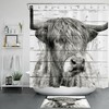 Vintage Highland Cow Shower Curtain - Rustic Wooden Planks with Cattle Design for Your Bathroom 