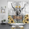 Vintage Highland Cow Shower Curtain with Sunflower and Plant details for a Cozy Bathroom