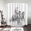 Vintage Horse Shower Curtain With Floral Design