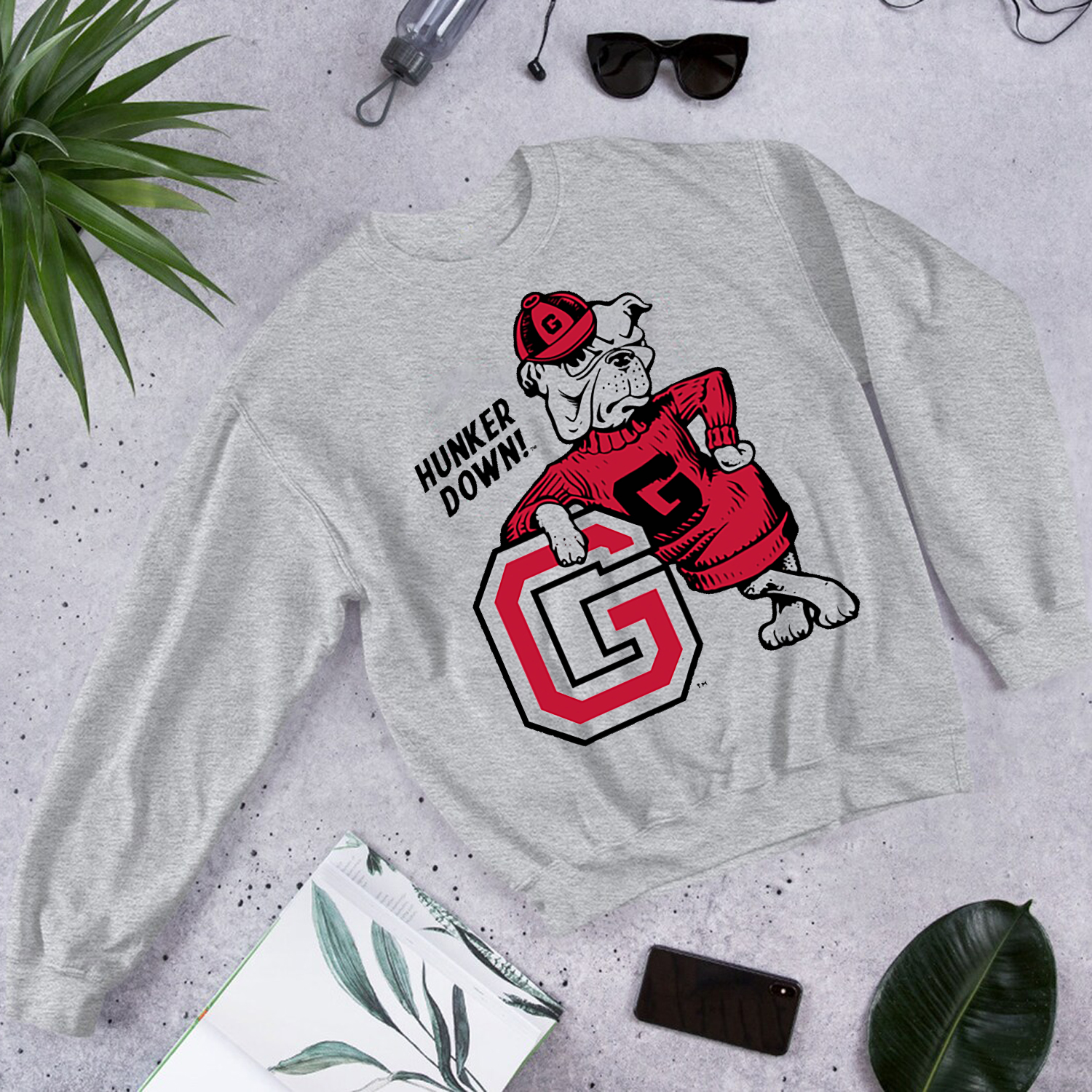 Vintage Hunker Down Tee for Fans of Georgia Bulldogs - Perfect for Fans and Students