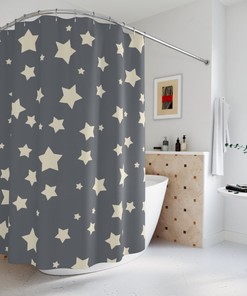 Vintage Illustration Shower Curtain Modern Coastal Bathroom Decoration 