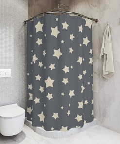 Vintage Illustration Shower Curtain Modern Coastal Bathroom Decoration 