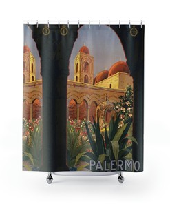 Vintage Italian Countryside Architecture Landscape Shower Curtain