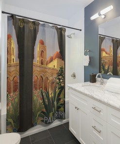 Vintage Italian Countryside Architecture Landscape Shower Curtain