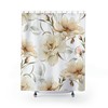 Vintage Ivory Cream Peonies On White Beige Botanical Shower Curtain Set - Minimalist Bathroom Chic Aesthetic