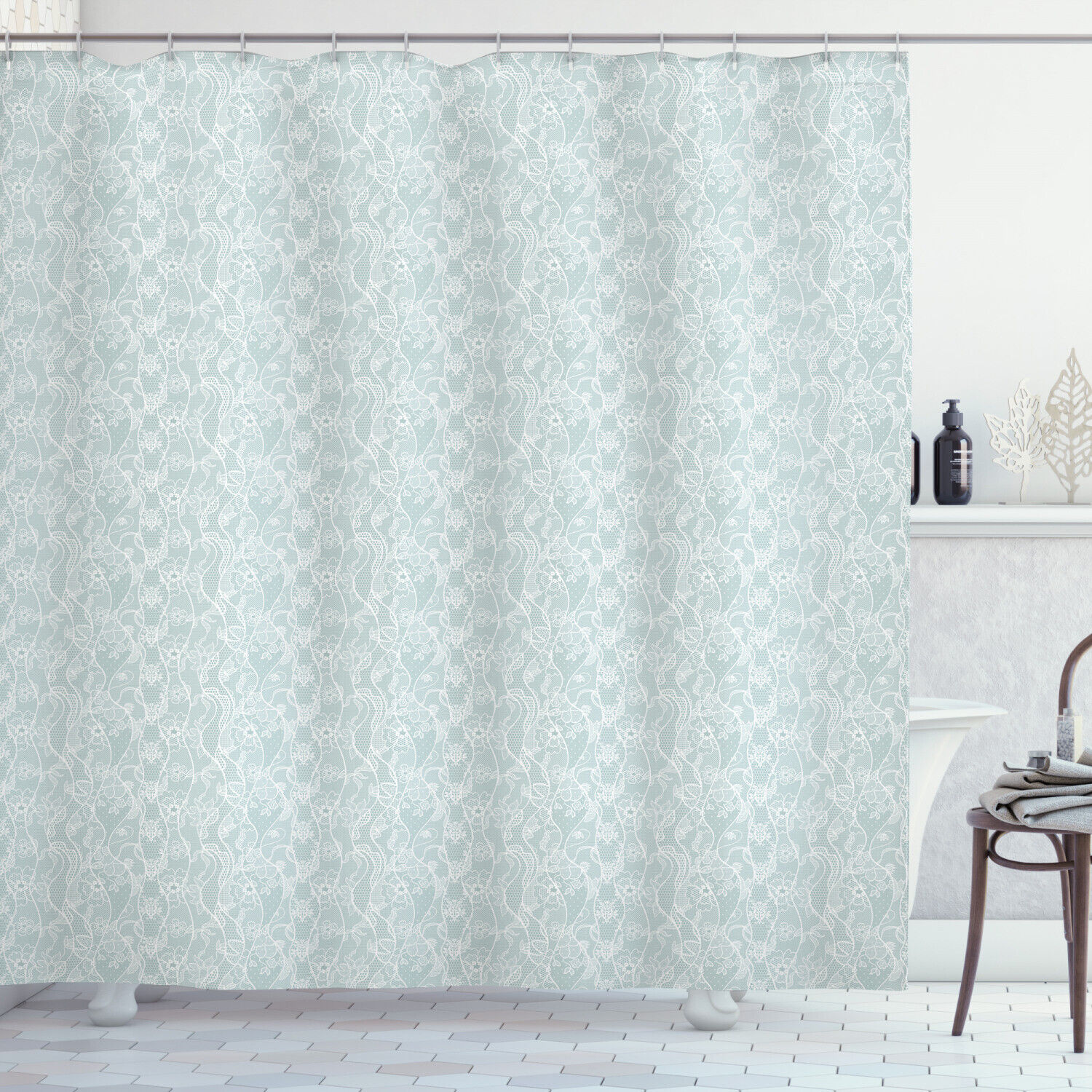 Vintage Lace Pattern Shower Curtain - Floral Print Design that Adds a Touch of Elegance to Your Bathroom