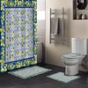 Vintage Lemon Tile Pattern Blue Shower Curtain for Nostalgic Bathroom