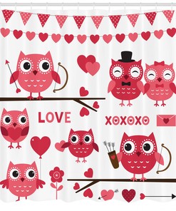 Vintage Love Owls Illustration Valentine's Day Decor Shower Curtain - Print Shower Curtain