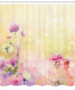 Vintage Magnolia Blooms Print Pink Shower Curtain for Bathroom