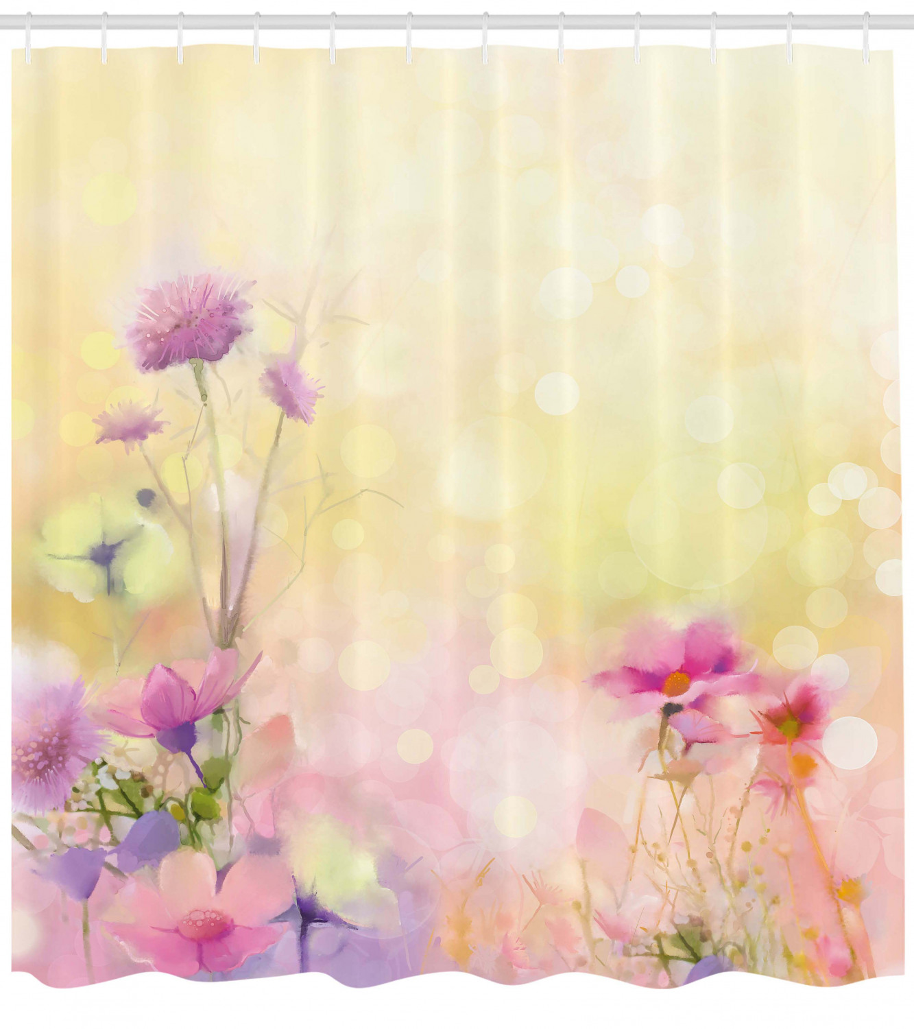 Vintage Magnolia Blooms Print Pink Shower Curtain for Bathroom