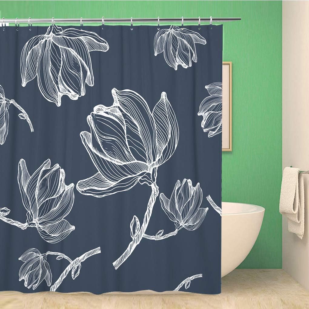 Vintage Magnolia Flower Branch Sketch Shower Curtain