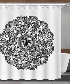 Vintage Mandala White Shower Curtain - Minimalist Bathroom Decor