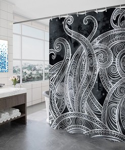 Vintage Marine Life Octopus Abstract Shower Curtain Modern Art Creative Bathroom Decor