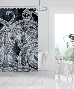 Vintage Marine Life Octopus Abstract Shower Curtain Modern Art Creative Bathroom Decor