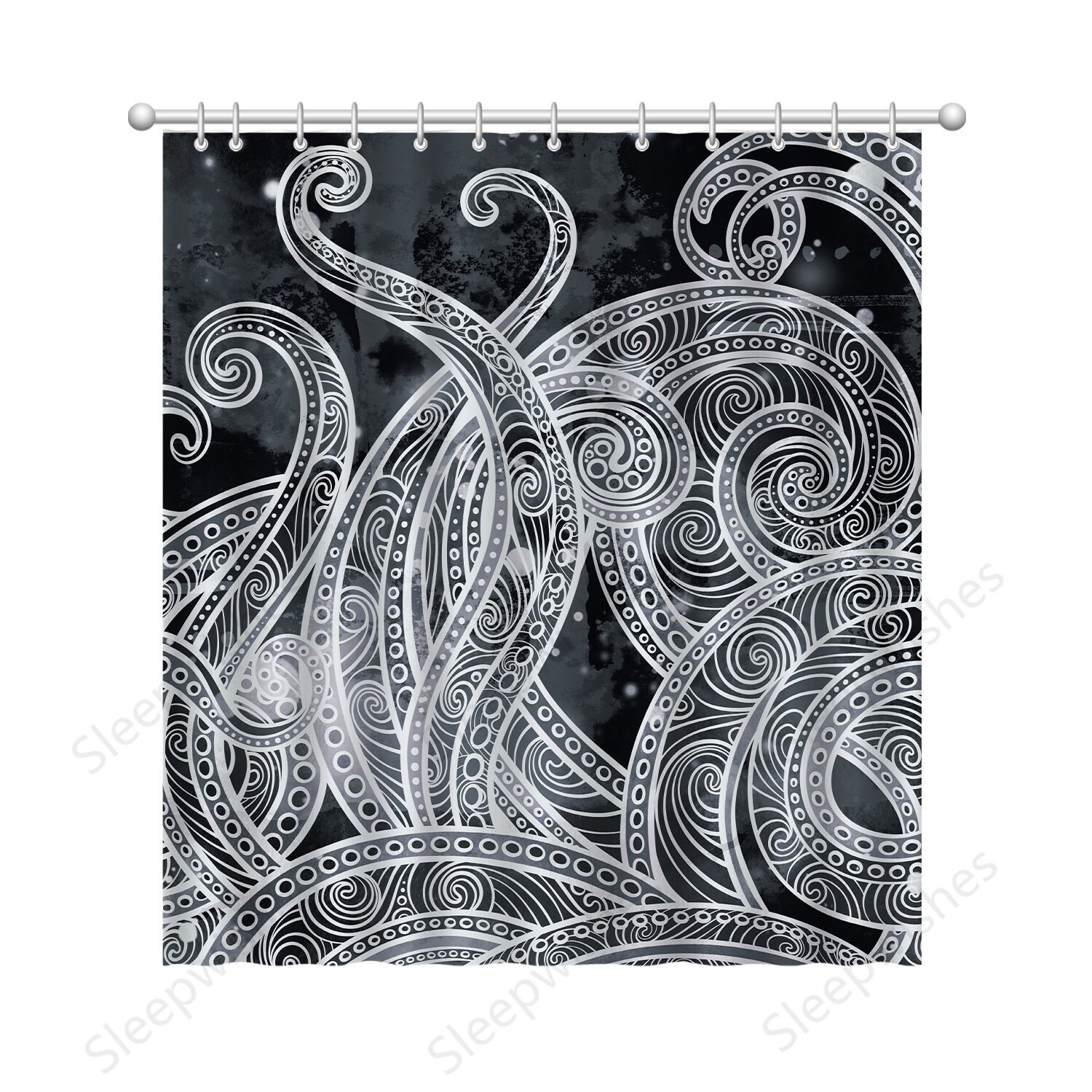Vintage Marine Life Octopus Abstract Shower Curtain Modern Art Creative Bathroom Decor