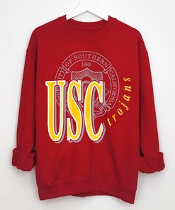 Vintage Mens Logo 7 USC SoCal Trojans College Red T-Shirt Fan Gift