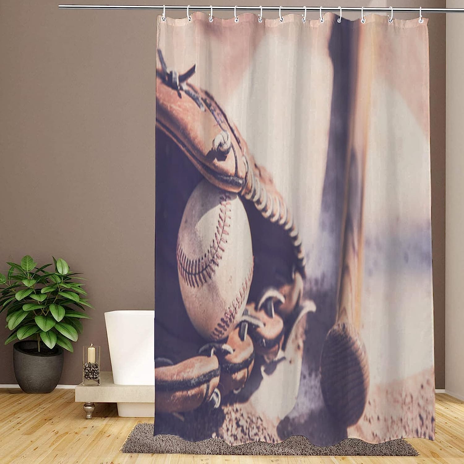 Vintage Mermaid Riding A Dolphin Shower Curtain, Decorative Bathroom Curtain with Ocean Theme and VISALUNA Keyword