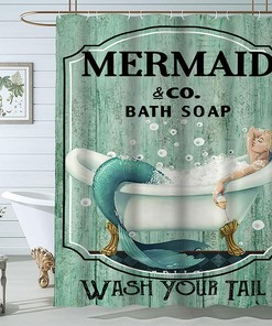 Vintage Mermaid Shower Curtain For A Relaxing Ocean Bath - Waterproof Fabric