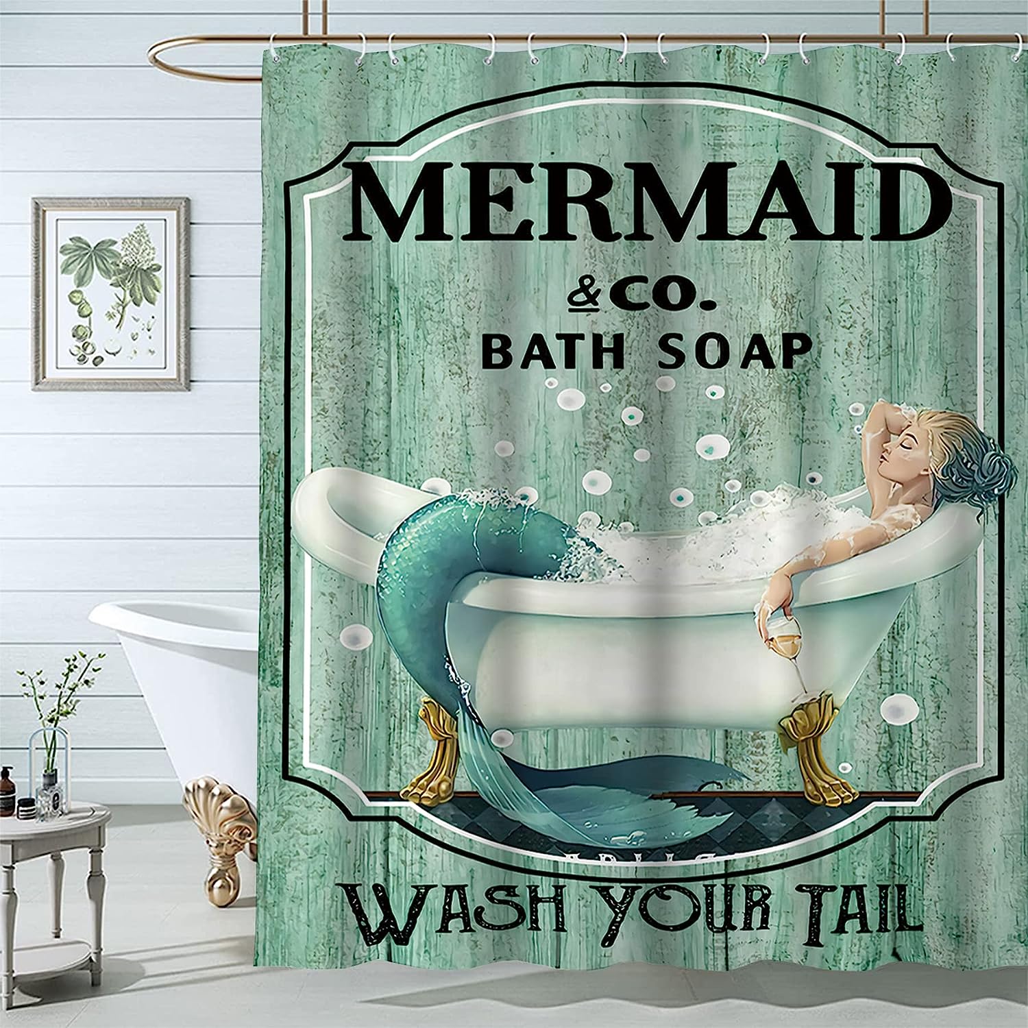 Vintage Mermaid Shower Curtain For A Relaxing Ocean Bath - Waterproof Fabric