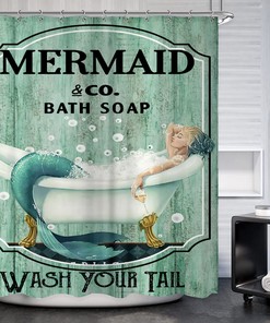 Vintage Mermaid Shower Curtain For A Relaxing Ocean Bath - Waterproof Fabric