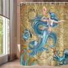 Vintage Mermaid Waterproof Shower Curtain For Bathroom 