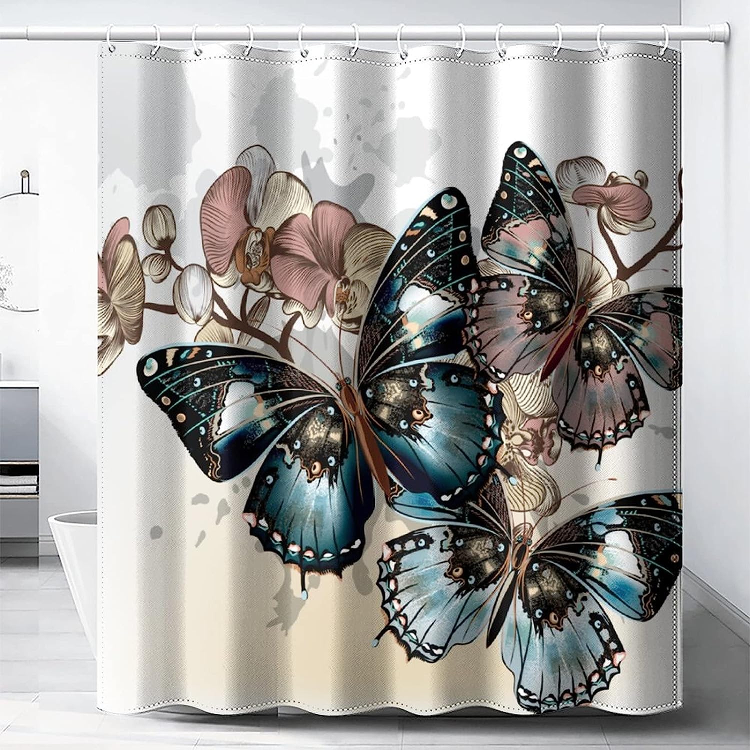 Vintage Monarch Butterfly Print Shower Curtain For Dreamlike Bathroom Decor