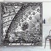 Vintage Moon and Planets Shower Curtain - Space Image Print Design for a Science-Inspired Bathroom 