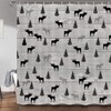 Vintage Moose Deer Pine Tree Lodge Shower Curtain with Gray and Black Wildlife Design