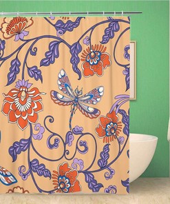 Vintage Morris Floral Flowers and Butterflies Abstract Shower Curtain