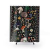 Vintage Mushroom Shower Curtain, Boho Home Decor with Plants, Botanical Bathroom Curtain